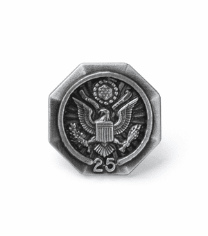 thumbnail image 2 of PinMart 25 Years Of Service Lapel Pin Award - Antique Bronze, 7/8" X 1-1/8" 2 of 14